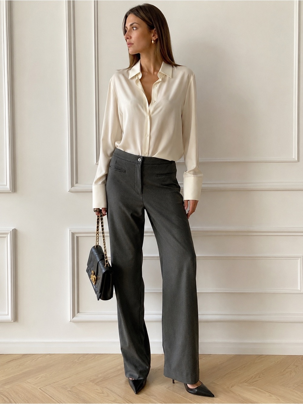Auth D&G Dolce & Gabbana Gray Straight Dress Pants Women’s Size L 30x39 Vntg